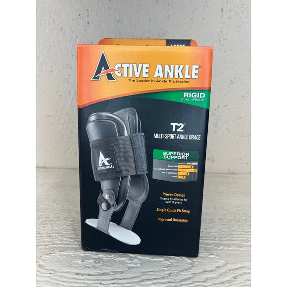Active Ankle T2 Rigid Multi-Sport Ankle Brace Large Black NEW WITH TAGS !!!! - Picture 1 of 6
